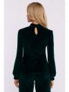 Moe M831 Welurowa bluzka z dekoltem typu halter neck - zielona