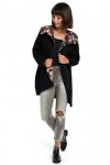 BeWear B091 Bluza z kapturem i zamkiem na skos - czarna