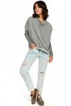 BeWear B094 Bluza z dekoltem z tyłu - szara