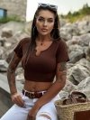 Bluzka-TW-BZ-2100.58P-brązowy rozmiar - XL