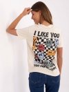 T-shirt-D12022AC02645E-jasny beżowy rozmiar - S