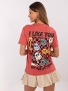 T-shirt-D12022AC02645E-koralowy rozmiar - XS