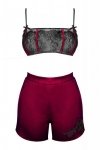Zmysłowy Komplet Damski Nineras Cllaret Burgundy Bordowy Collection LivCo Corsetti Fashion rozmiar - S/M
