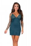 Anamell Turquoise/Turkusowa damska koszulka nocna satynowa LivCo Corsetti Fashion rozmiar - S/M