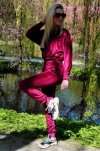 Goldenia Wine Red/Bordowy welurowy komple dresowy zapinany na zamek Merribel rozmiar - S