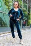 Klindey Turquoise/Turkusowy welurowy komplet dresowy z rozpinaną bluzą Merribel rozmiar - M