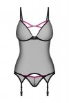 Obsessive Gorset i stringi Novenes czarny