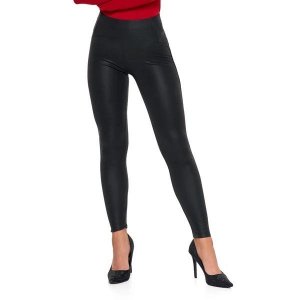 LEGGINSY DAMSKIE Z WYSOKIM STANEM IMITUJĄCE SKÓRĘ RDL2500-003