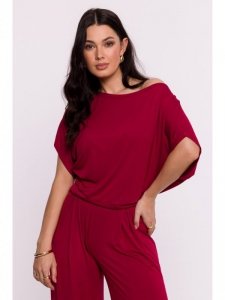 BeWear B287 Bluzka wiskozowa nietoperz - bordowa