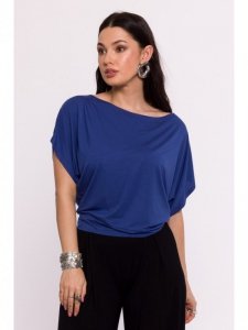 BeWear B287 Bluzka wiskozowa nietoperz - niebieska