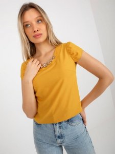 Bluzka-LK-BZ-505783-1.42P-ciemny żółty rozmiar - 38