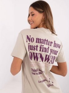 T-shirt-D12022AC02645G-beżowy rozmiar - XL