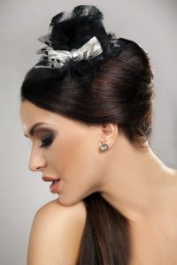 Mini Top Hats Black Czarny LC 12023 Model 16 LivCo Corsetti Fashion Model 16