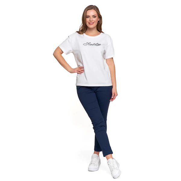 KOSZULKA DAMSKA Z KRÓTKIM REKAWEM T-SHIRT REGULAR BD1600-606