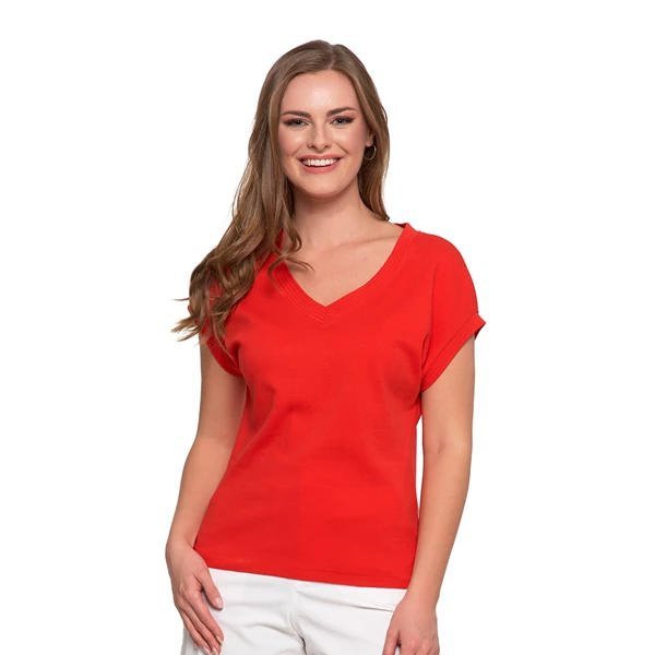 T-SHIRT DAMSKI BAWEŁNIANY O LUŹNYM FASONIE BD1800-006