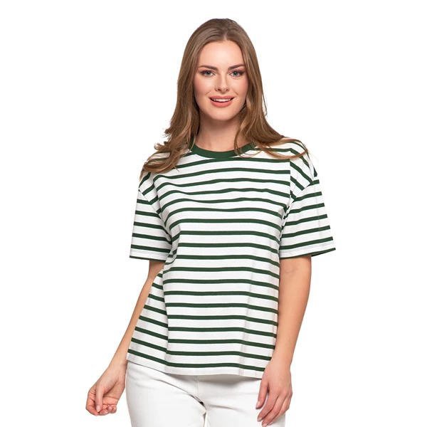 T-SHIRT DAMSKI W PASKI O LUŹNYM KROJU BD1900-035