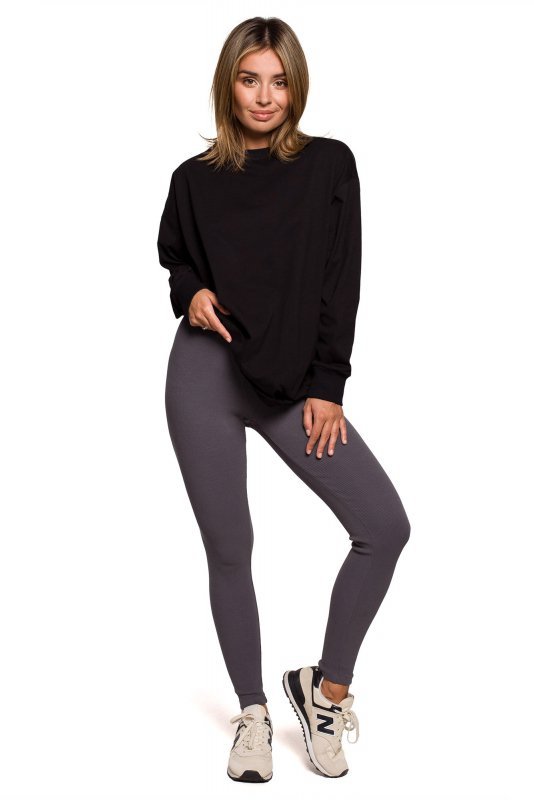BeWear B213 Legginsy z dzianiny prążkowanej - antracytowe