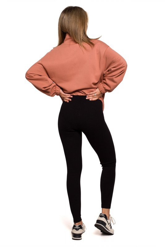 BeWear B213 Legginsy z dzianiny prążkowanej - czarne