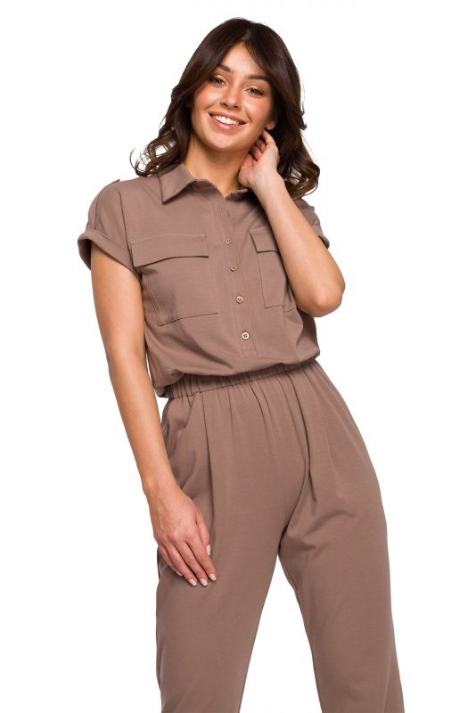 BeWear B223 Kombinezon safari z kieszeniami na przodzie - kakaowy
