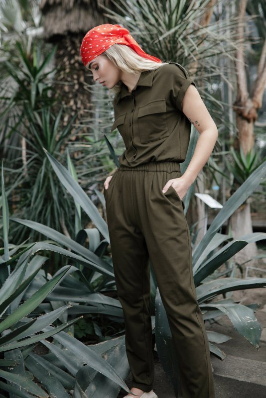 BeWear B223 Kombinezon safari z kieszeniami na przodzie - khaki
