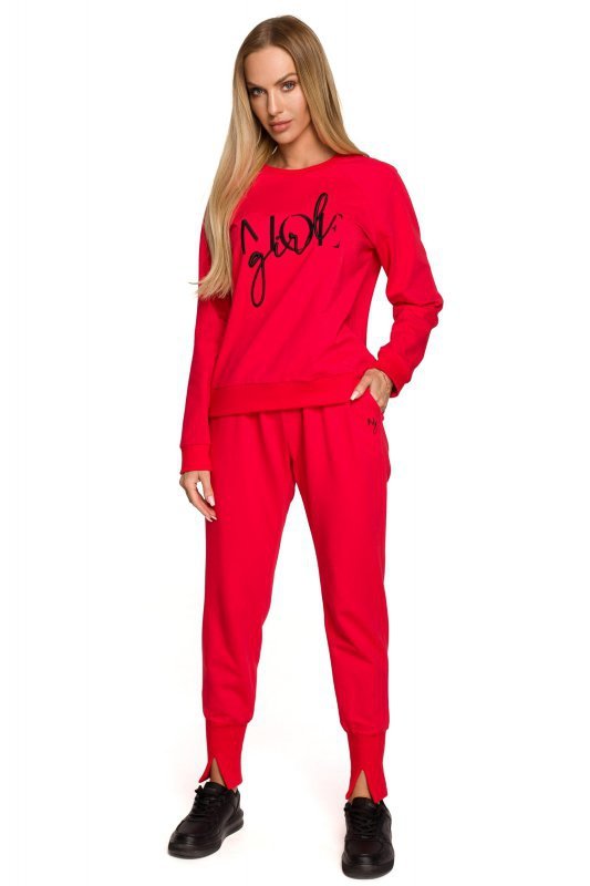 Moe M693 Bluza z haftem - czerwona