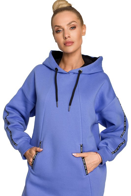 Moe M696 Bluza z kapturem i ozdobnymi lampasami - jasny fiolet