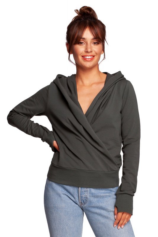 BeWear B246 Bluza na zakładkę z kapturem - militarna zieleń