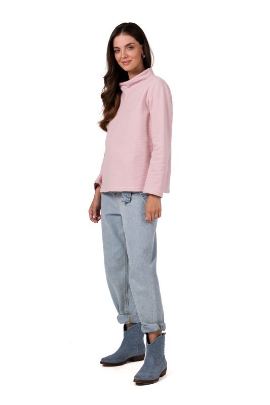 BeWear B268 Bluza z wysokim kołnierzem - pudrowa