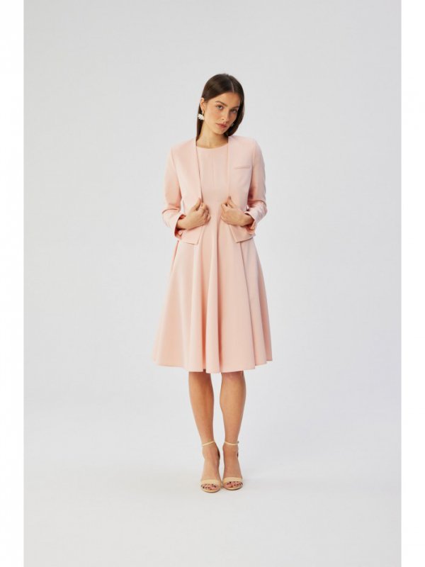 Stylove S368 Krótka marynarka bez zapięcia - pudrowa