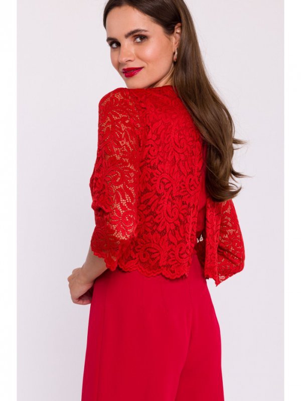 Stylove S381 Kombinezon z koronkową górą - czerwony