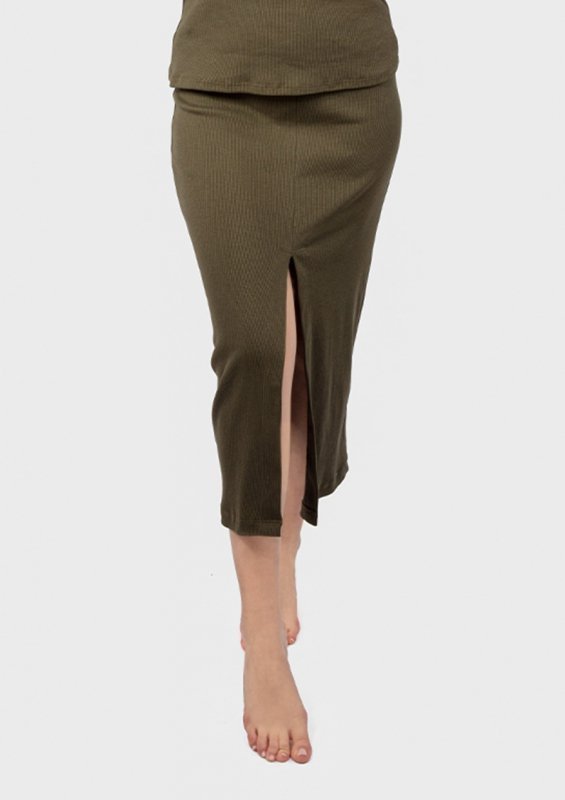 D Karen Spódnica DK-K-P2 KHAKI BAWEŁNA PRĄŻKI