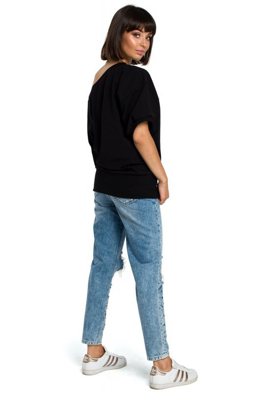 BeWear B079 Bluza z kimonowymi rękawami czarna