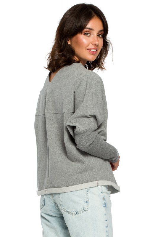 BeWear B094 Bluza z dekoltem z tyłu - szara