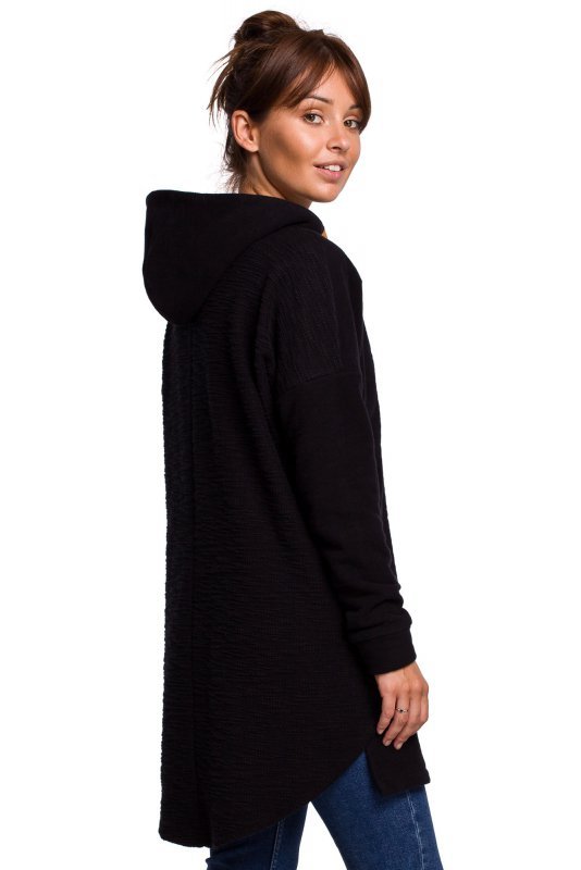 BeWear B176 Bluza z zaokrąglonym dołem i kapturem - czarna