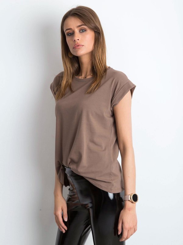T-shirt-RV-TS-4833.69P-brązowy rozmiar - XS