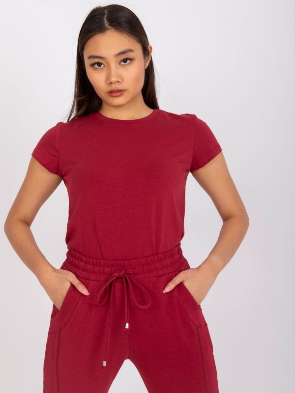 T-shirt-RV-TS-4623.42-bordowy rozmiar - S