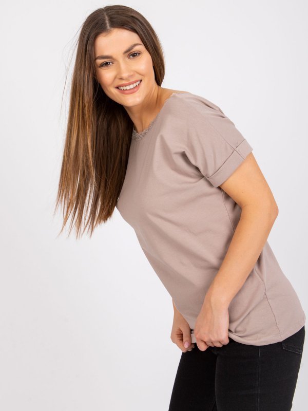 Bluzka-RV-BZ-7544.00-ciemny bezowy rozmiar - XL
