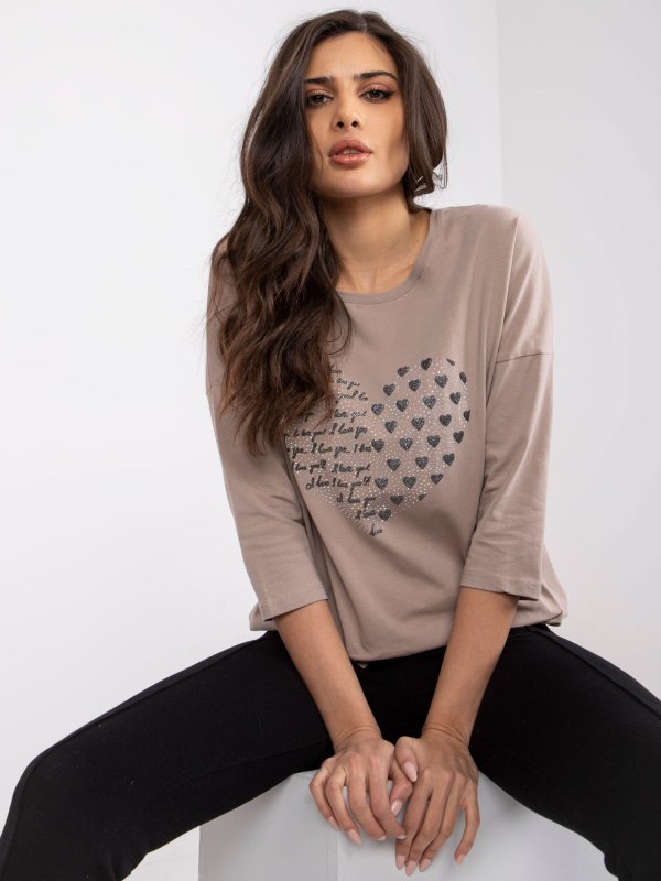 Bluzka-RV-BZ-0229.13P-ciemny bezowy rozmiar - L/XL