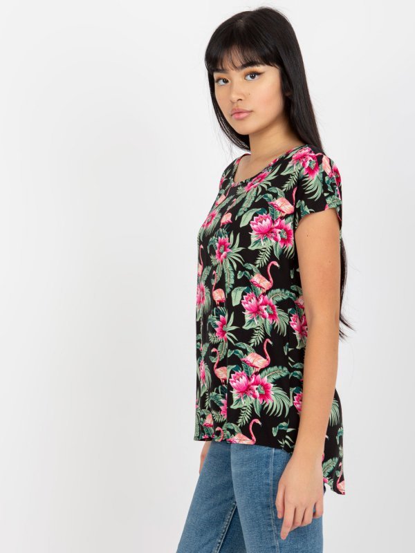 Bluzka-D73771R10978P-czarno-zielony rozmiar - L