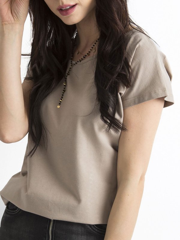 T-shirt-RV-BZ-4622.69-ciemny bezowy rozmiar - S