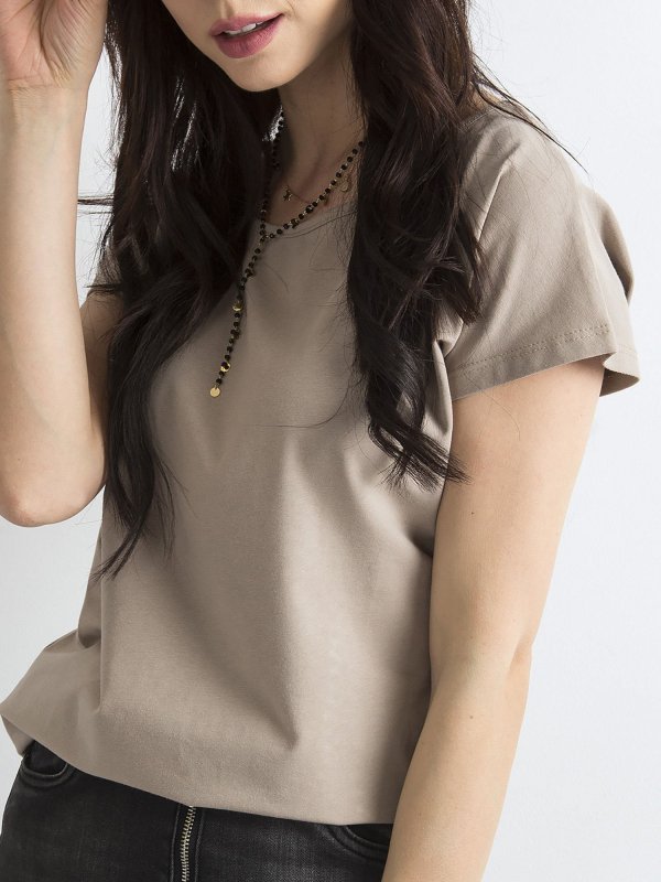 T-shirt-RV-BZ-4622.69-ciemny bezowy rozmiar - S