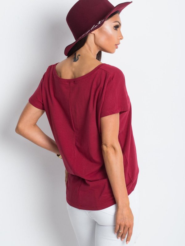 T-shirt-RV-TS-4832.16P-bordowy rozmiar - XS