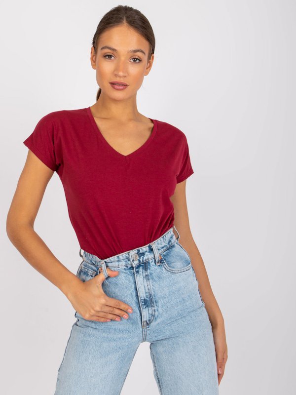 T-shirt-RV-TS-4832.16P-bordowy rozmiar - S