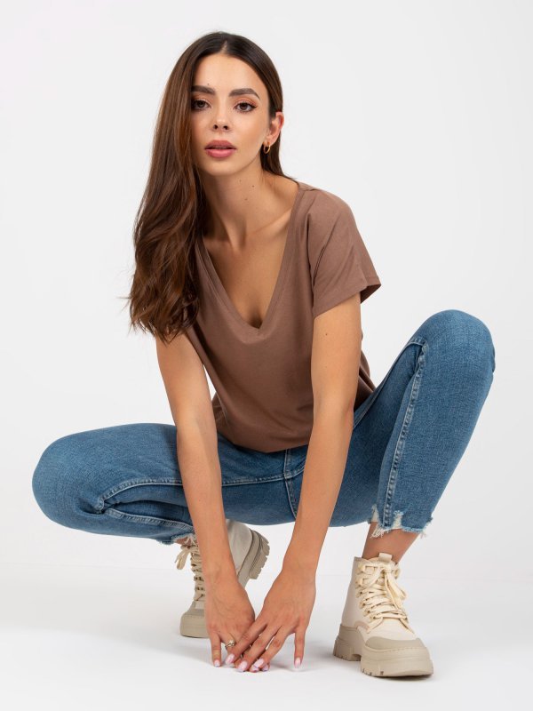 T-shirt-B-014.59-brązowy rozmiar - XS