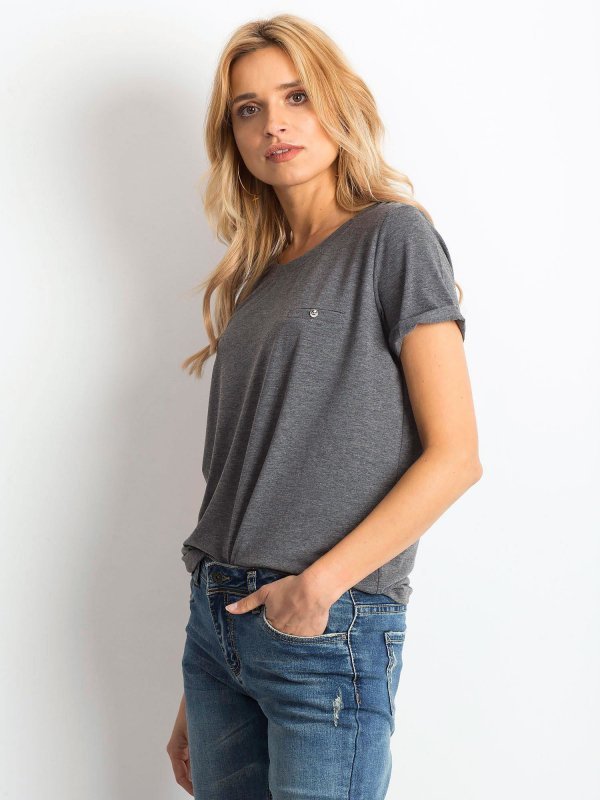 T-shirt-RV-TS-4838.44P-ciemny szary rozmiar - XS