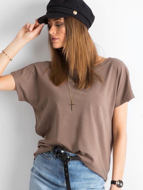 T-shirt-RV-TS-4662.24P-brązowy rozmiar - M