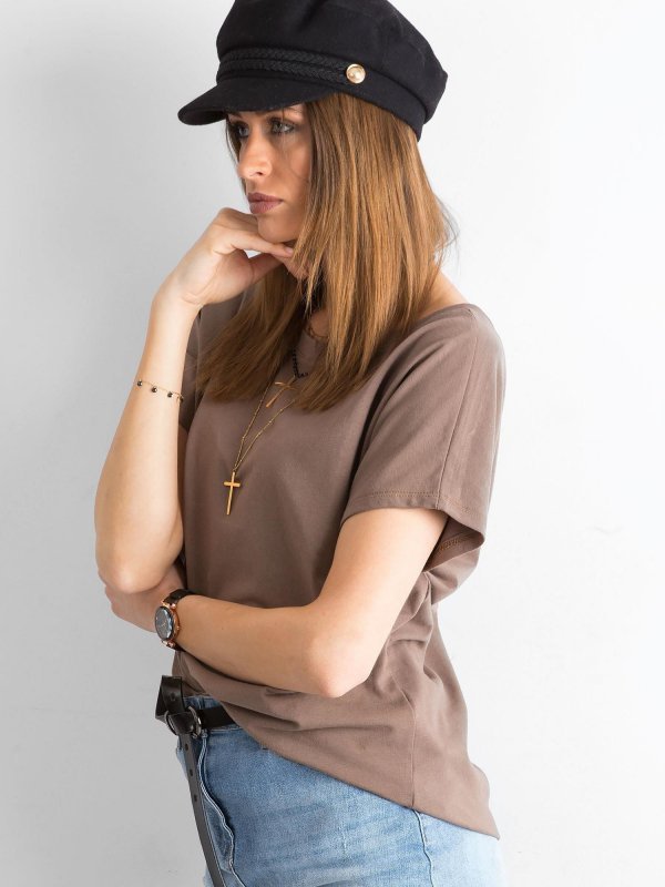 T-shirt-RV-TS-4662.24P-brązowy rozmiar - XS