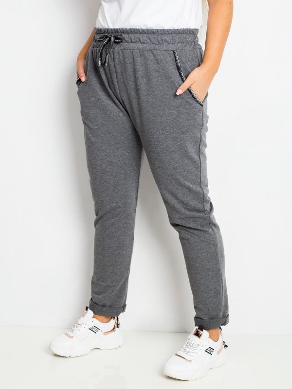 Spodnie dresowe-RV-DR-4765.52-ciemny szary rozmiar - 3XL