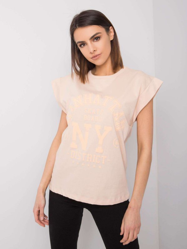 T-shirt-157-TS-4163.72P-brzoskwiniowy rozmiar - M