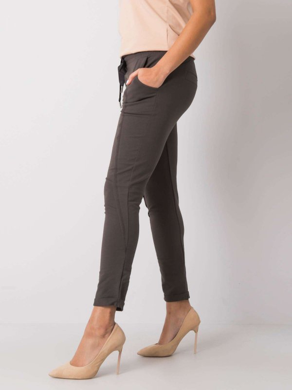 Spodnie dresowe-RV-DR-6437.18-ciemny khaki rozmiar - L
